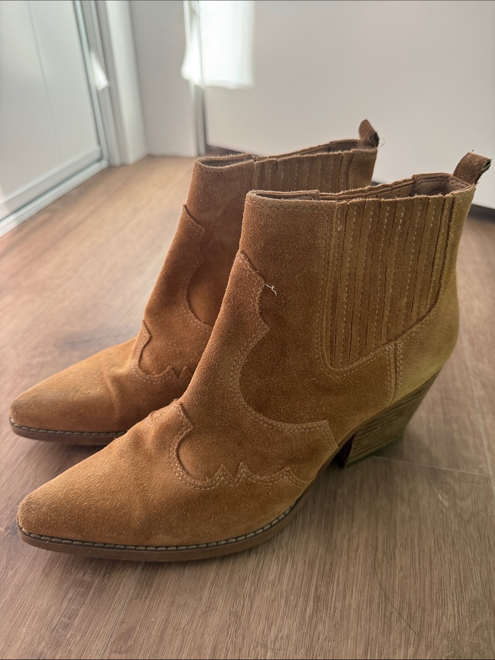 Sam Edelman Tan Suede Western Ankle Booties